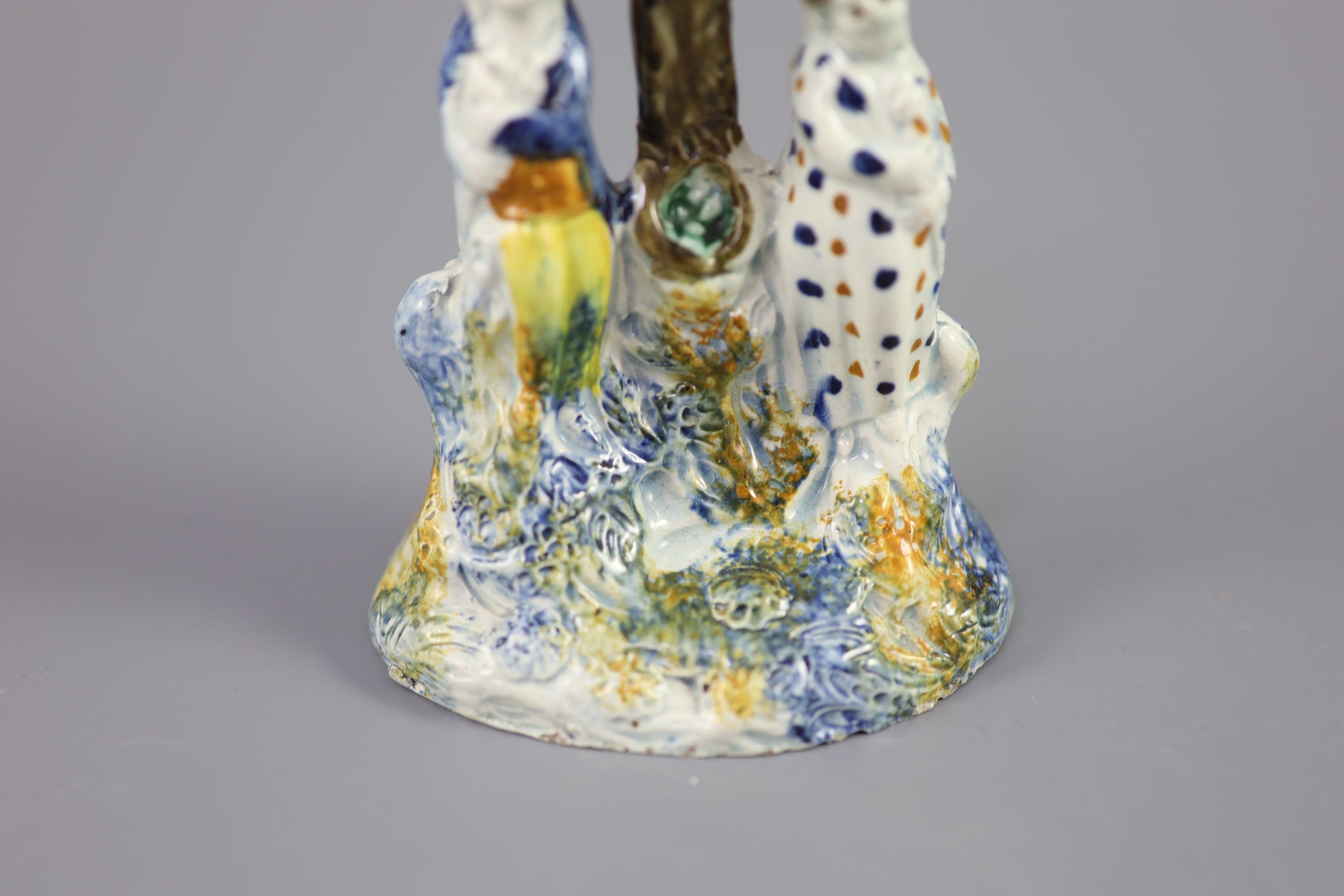 A Staffordshire Prattware Toy group, c.1790-1800, 13.5cm high